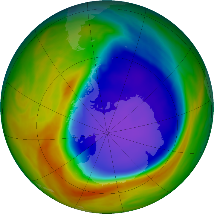 Antarctic ozone map for 07 October 2007